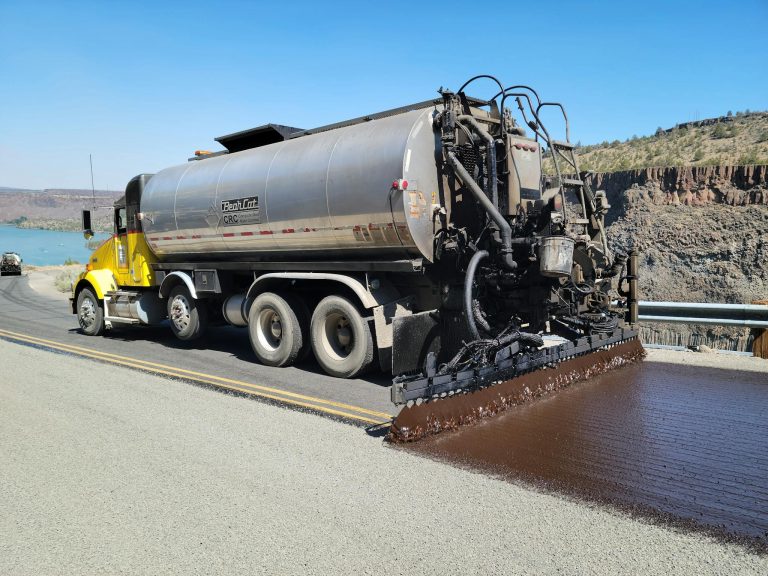 Chip Seal Truck covering a Road 